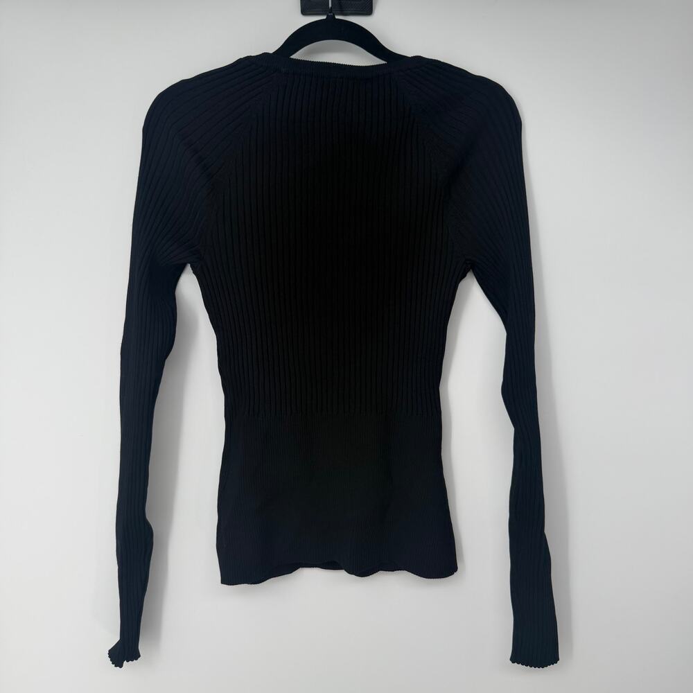 JONATHAN SIMKHAI Jayline Core Compact Ribbed Knit Scoop Neck Sweater Top Size M - Picture 3 of 6
